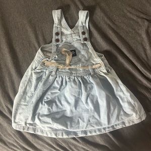 OshKosh baby B’gosh denim jumper dress with gold belt 18m